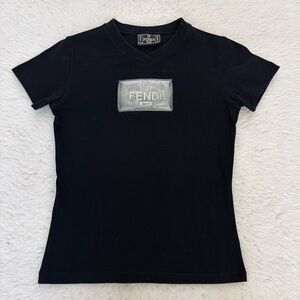 Fendi Black Vintage Tee with Shimmering Logo size 42 US Small